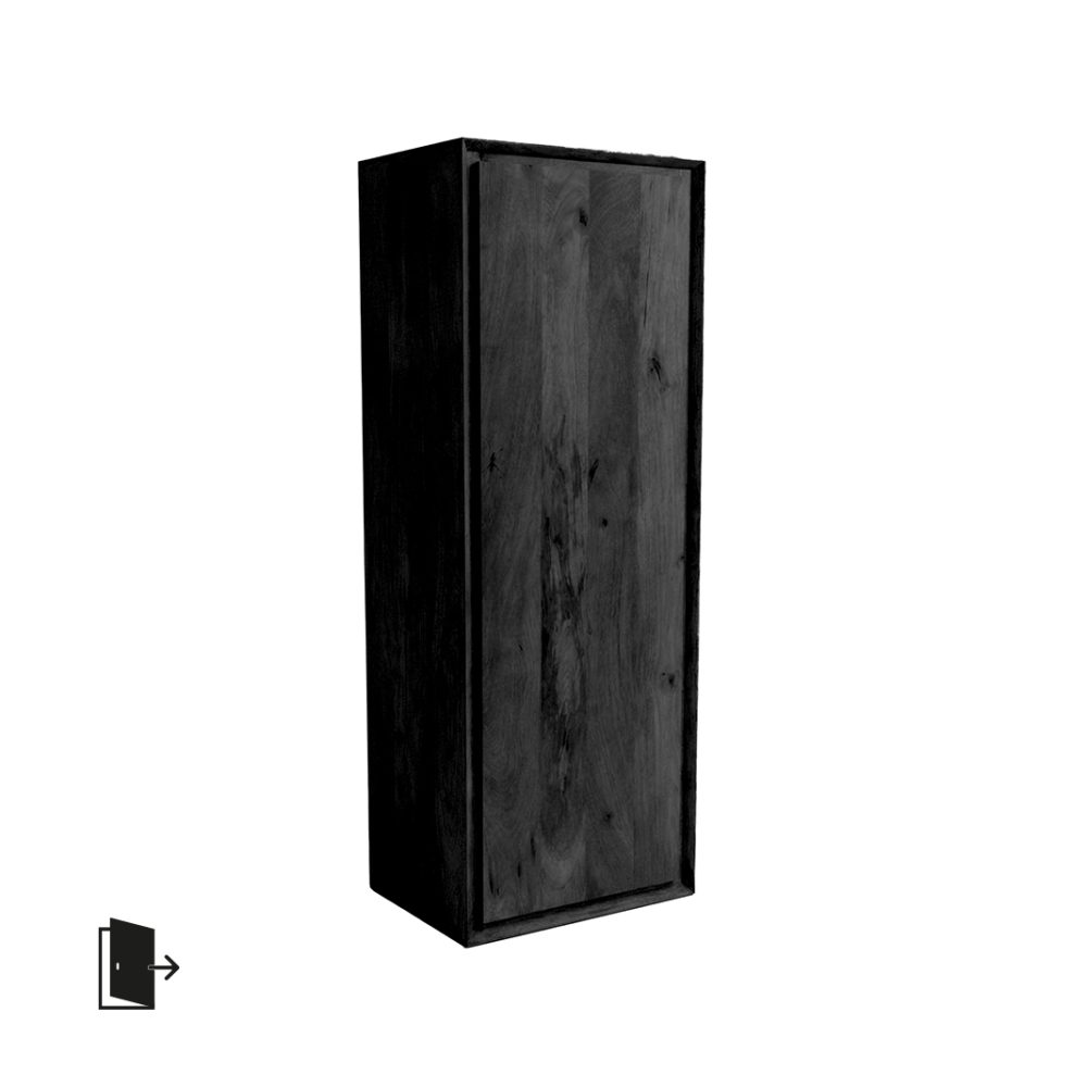 Bergkast Nori - Zwart - Mangohout - 140 cm - Rechts
