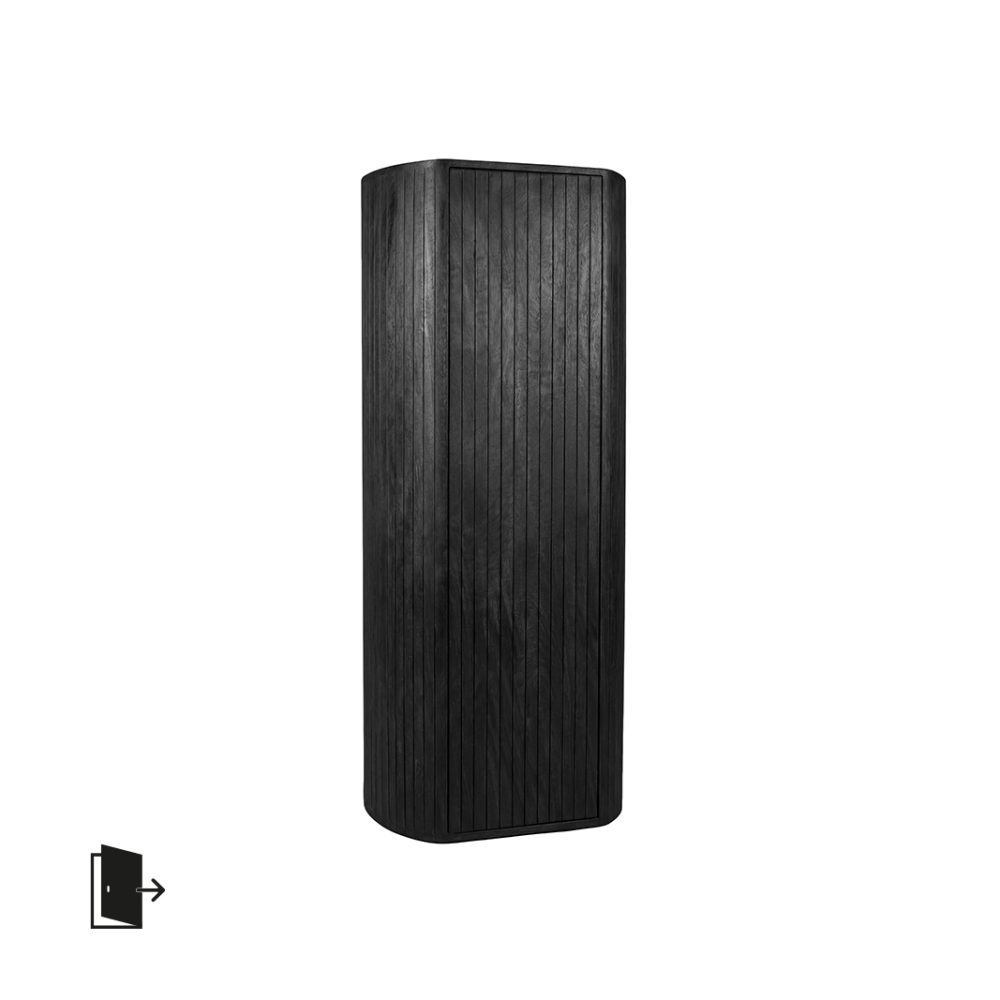 Bergkast Miya - Zwart - Mangohout - 140 cm - Rechts