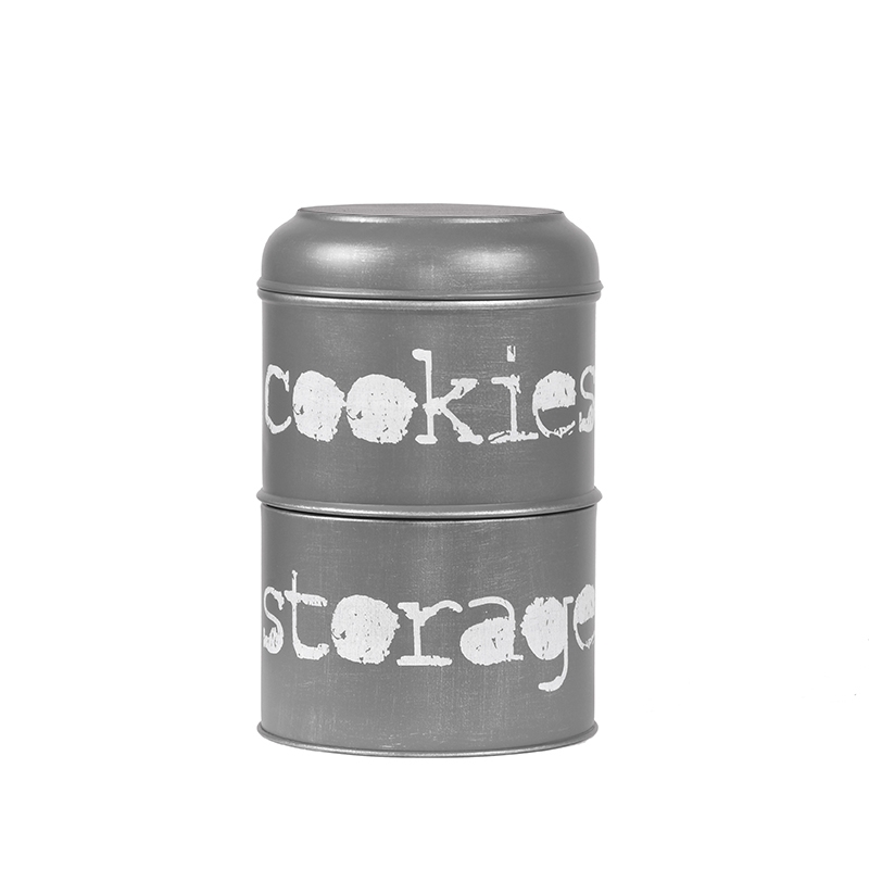 Opbergblik - Antiek Grijs - Metaal - 17x17x27 cm