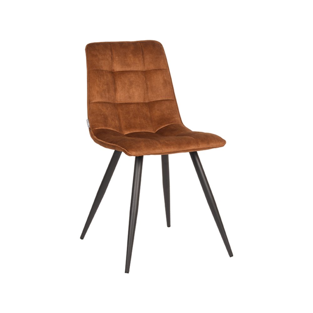 Eetkamerstoel Jelt - Oker - Velours - Zwart Metalen Frame