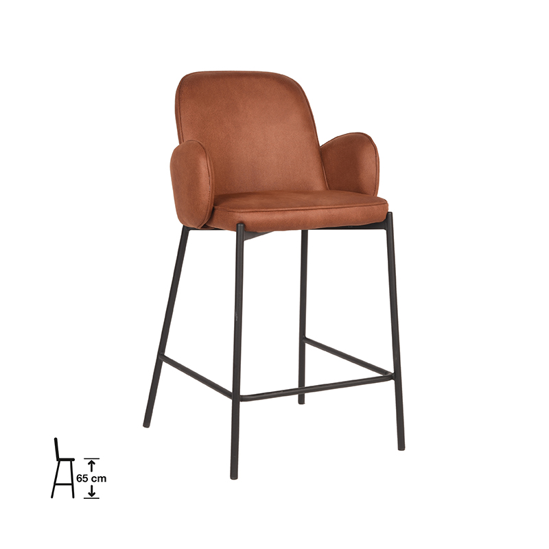 Barkruk Jari - Cognac - Microvezel - Laag