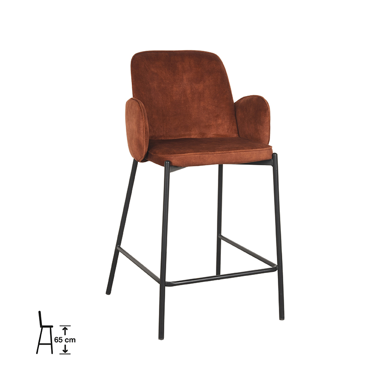 Barkruk Jari - Rust - Velours - Laag