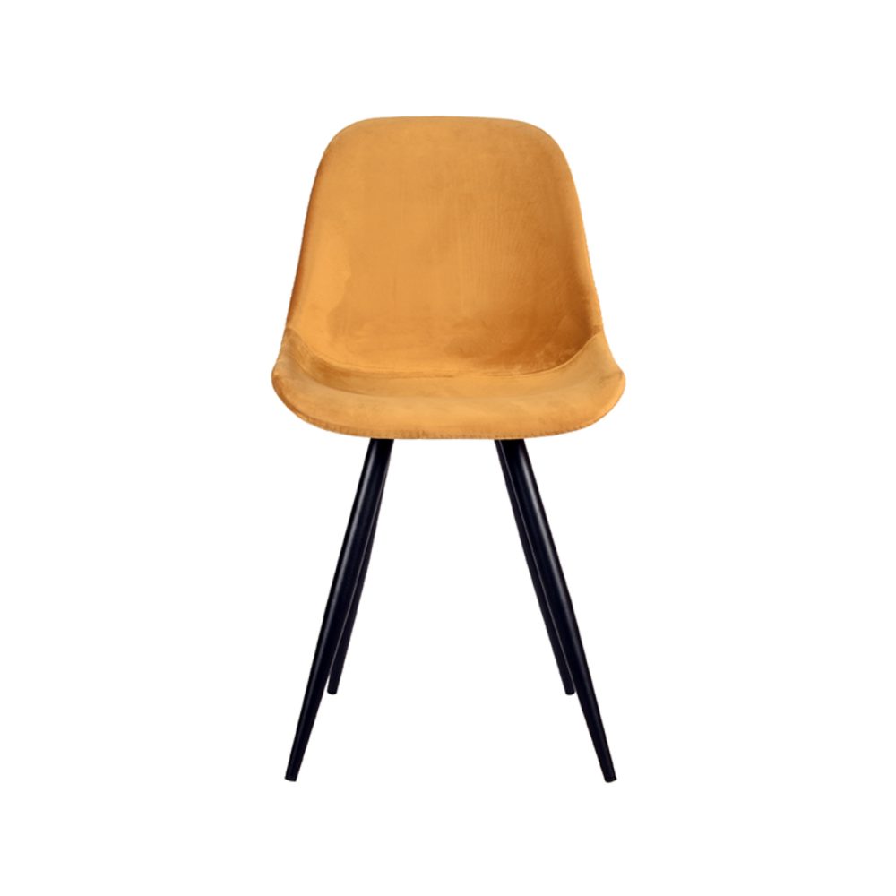 Eetkamerstoel Capri - Oker - Fluweel - Zwart Metalen Frame