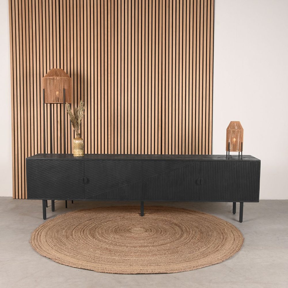 Tv-meubel Cotia - Zwart - Mangohout - One Size