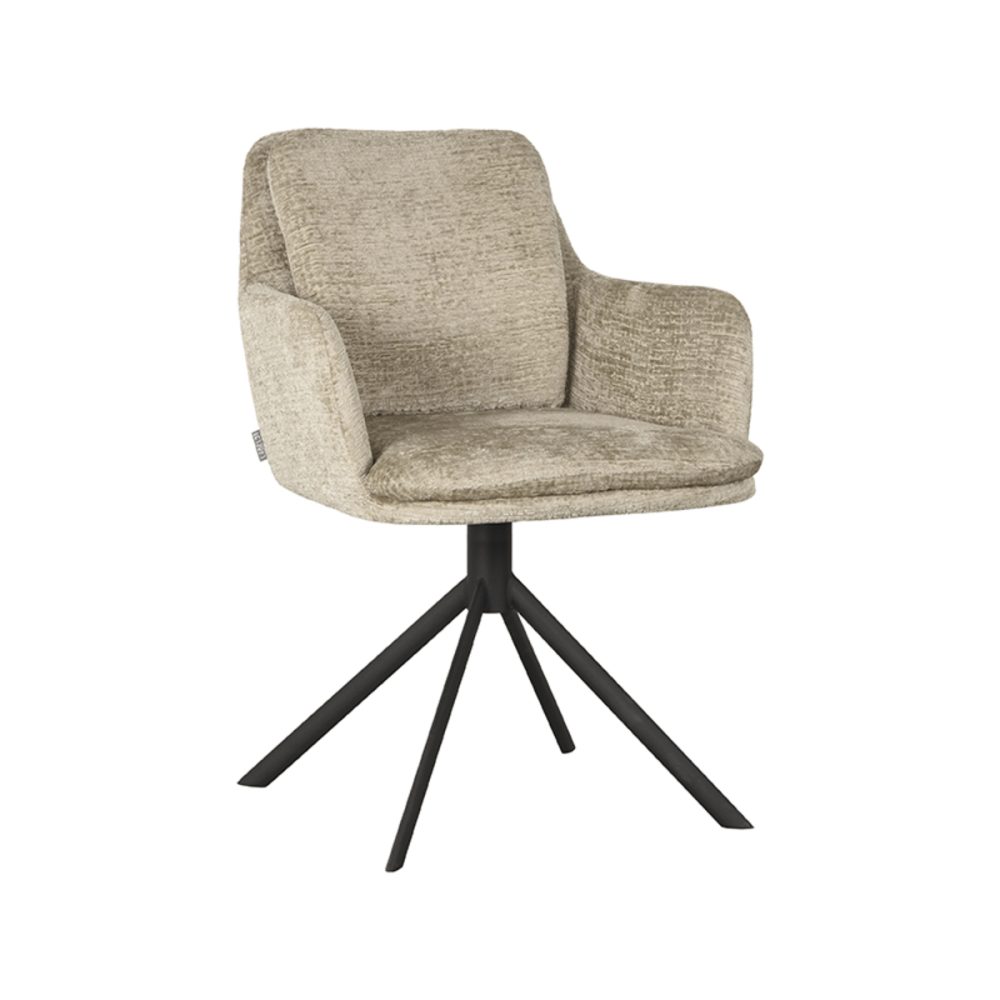 Eetkamerstoel Joy - Beige - Elegance - Zwart Metalen Frame