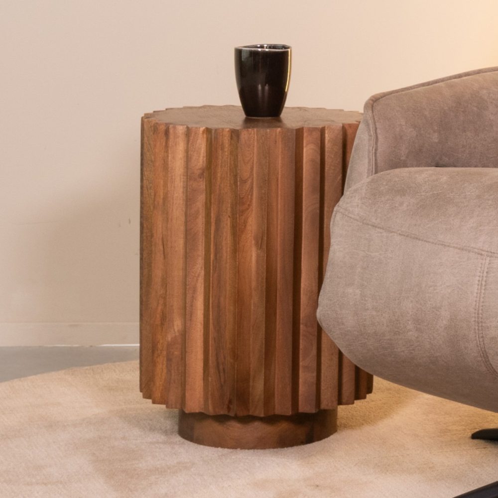 Bijzettafel Novan - Nature Smooth - Mangohout - 35 cm