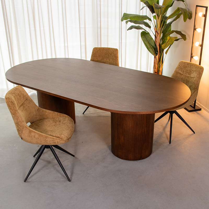 Eetkamertafel Oliva - Walnoot - Eiken - 240 cm