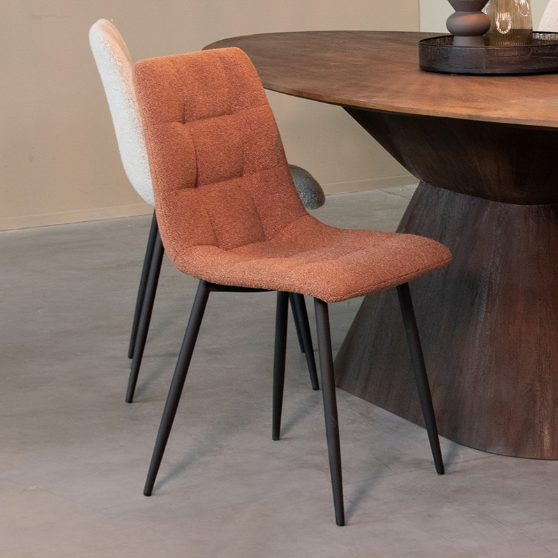 Eetkamerstoel Juul - Terra - Boucle - Zwart Metalen Frame