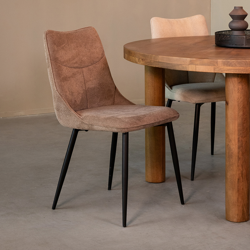 Eetkamerstoel Riv - Clay - Cato - Zwart Metalen Frame