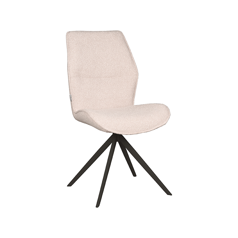 Eetkamerstoel Comfy - Naturel - Boucle - Zwart Metalen Frame