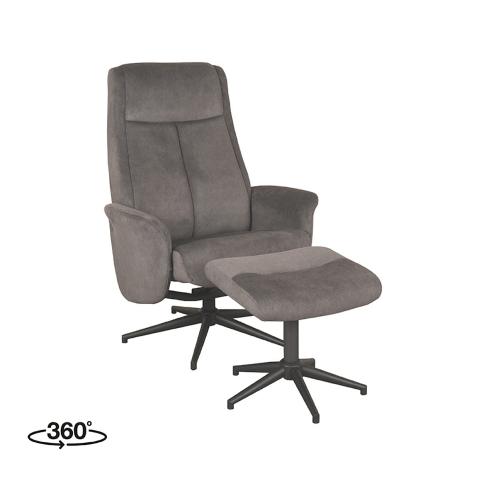 Fauteuil Bergen - Antraciet - Cosmo - Incl. Hocker