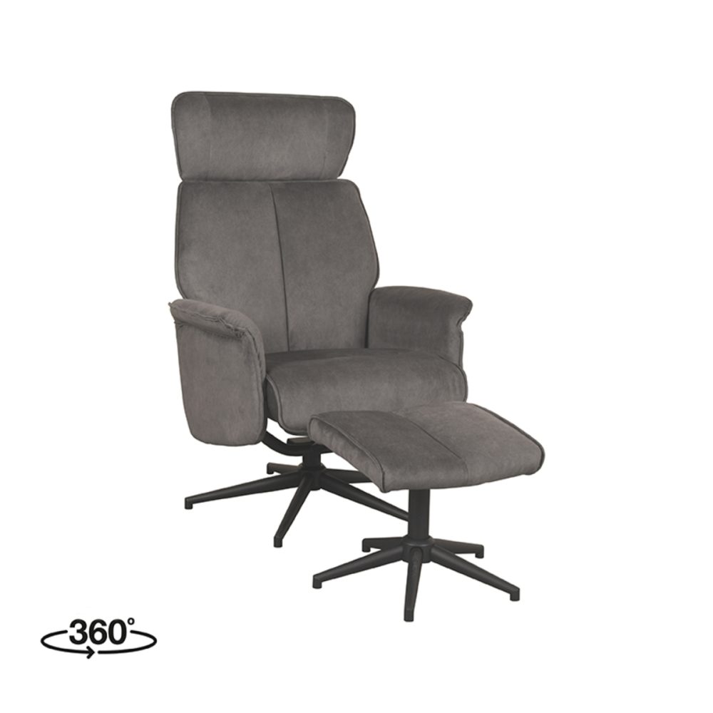 Fauteuil Verdal - Antraciet - Cosmo - Incl. Hocker