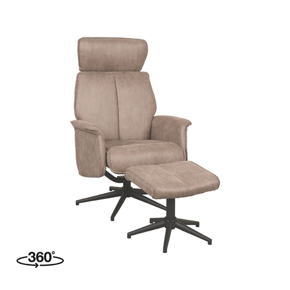 Fauteuil Verdal - Taupe - Micro Suede - Incl. Hocker