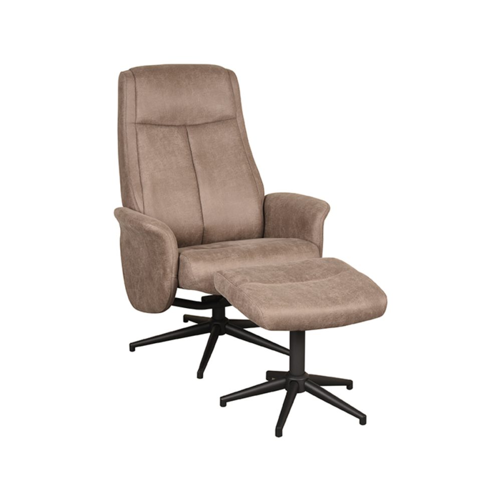 Fauteuil Bergen - Taupe - Micro Suede - Incl. Hocker