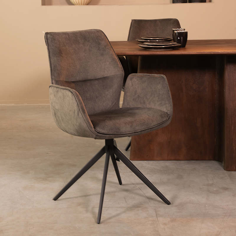 Eetkamerstoel Mellow - Antraciet - Cosmo - Zwart Metalen Frame