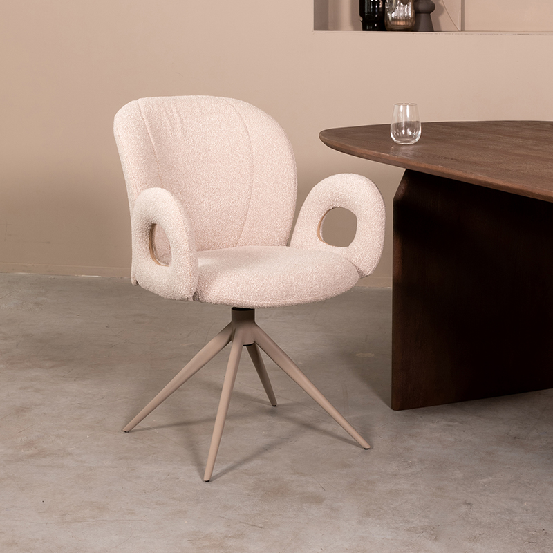 Eetkamerstoel Neo - Naturel - Boucle - Taupe Metalen Frame