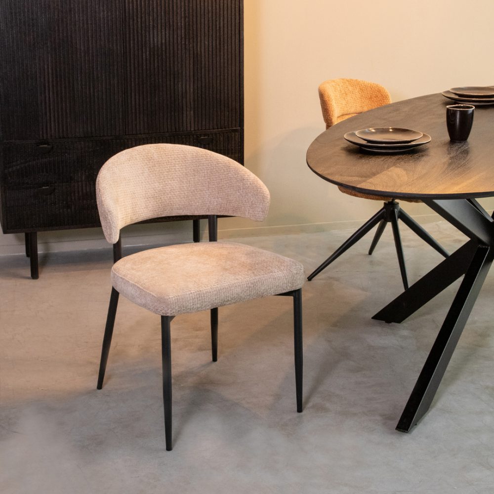 Eetkamerstoel Bliss - Clay - Elite - Zwart Metalen Frame