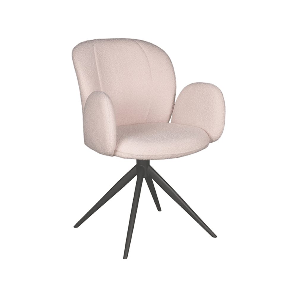 Eetkamerstoel Kimball - Naturel - Boucle - Zwart Metalen Frame