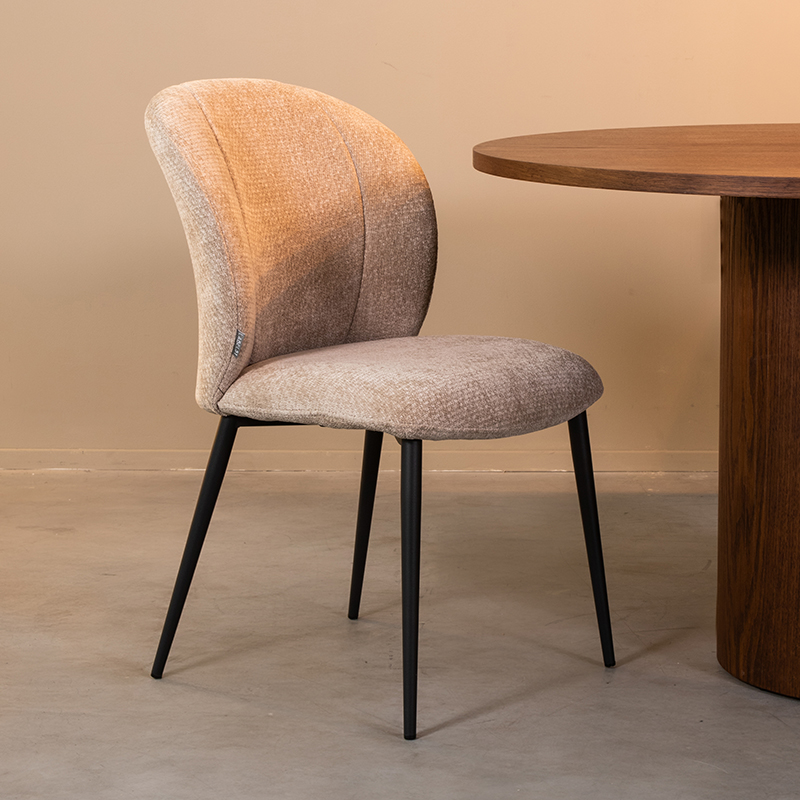 Eetkamerstoel Vino - Clay - Elite - Zwart Metalen Frame