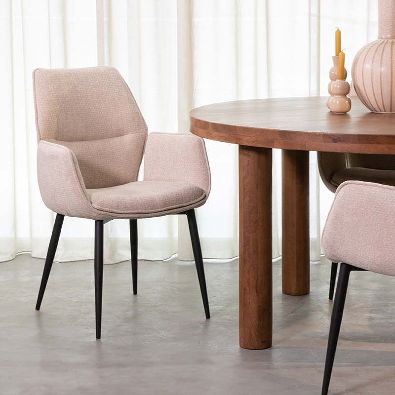 Eetkamerstoel Morris - Naturel - Elite - Zwart Metalen Frame