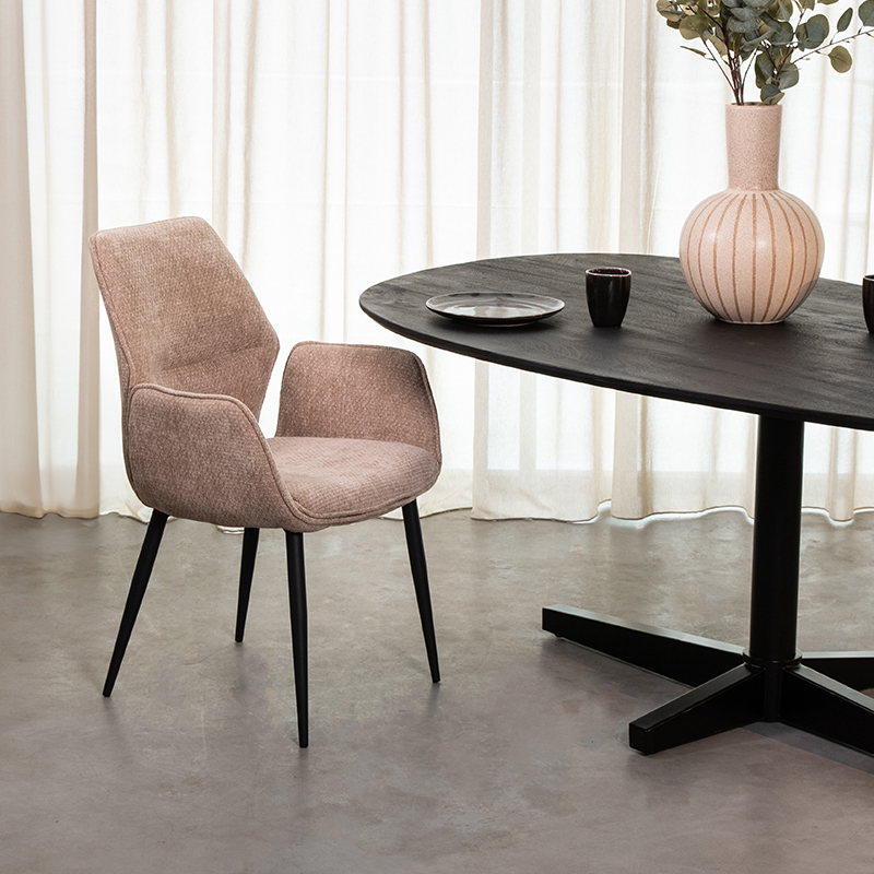 Eetkamerstoel Morris - Clay - Elite - Zwart Metalen Frame