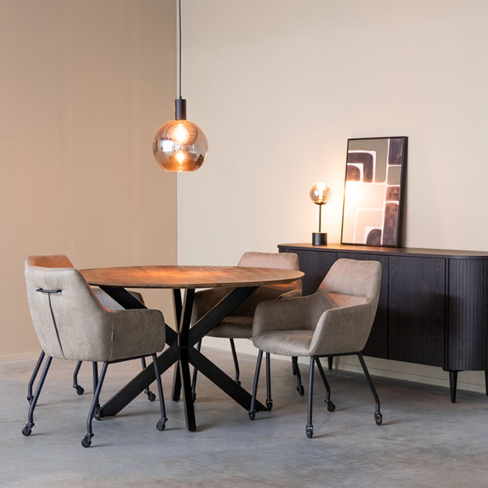 Eetkamertafel Otis - Espresso - Mangohout - 130 cm - Rond
