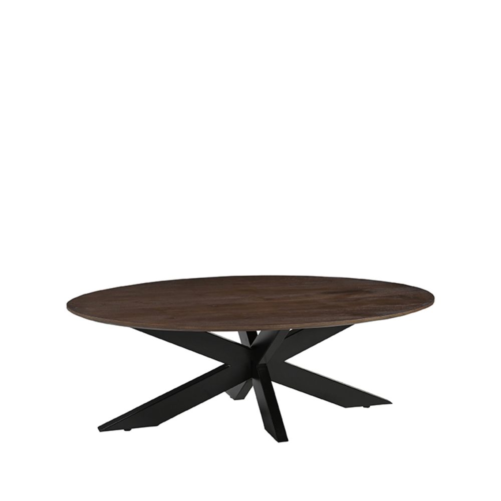 Salontafel James - Espresso - Mangohout - 130 cm - Ovaal