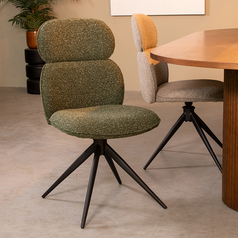 Eetkamerstoel Finn - Forest - Royal Boucle - Zwart Metalen Frame