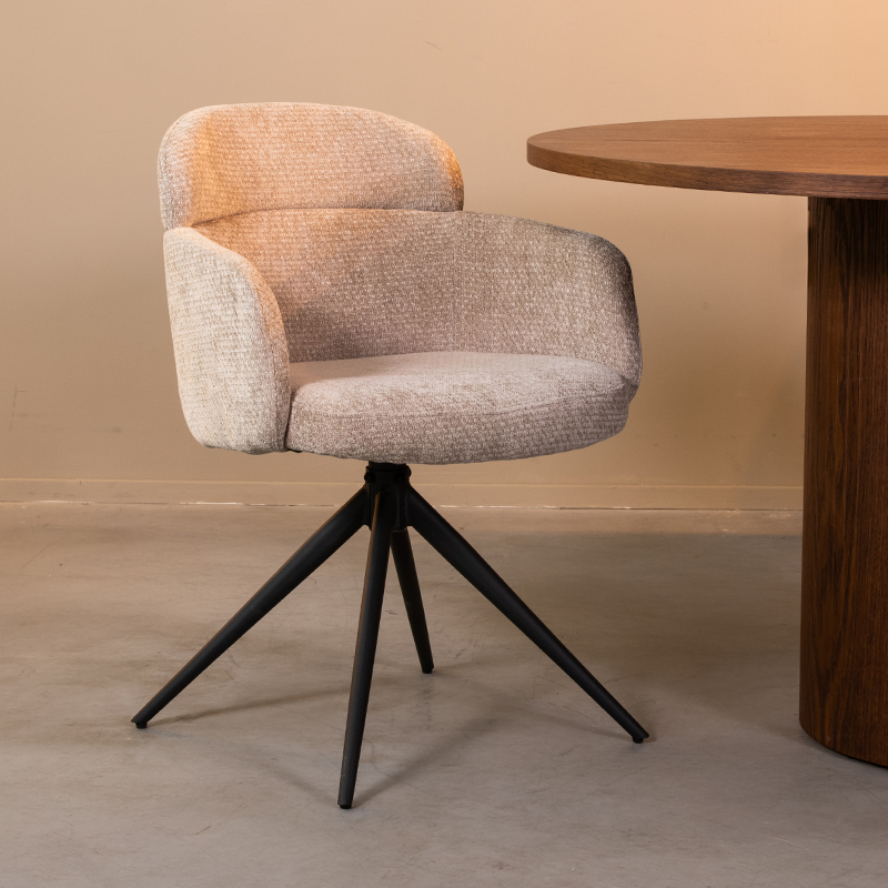 Eetkamerstoel Levi - Clay - Elite - Zwart Metalen Frame