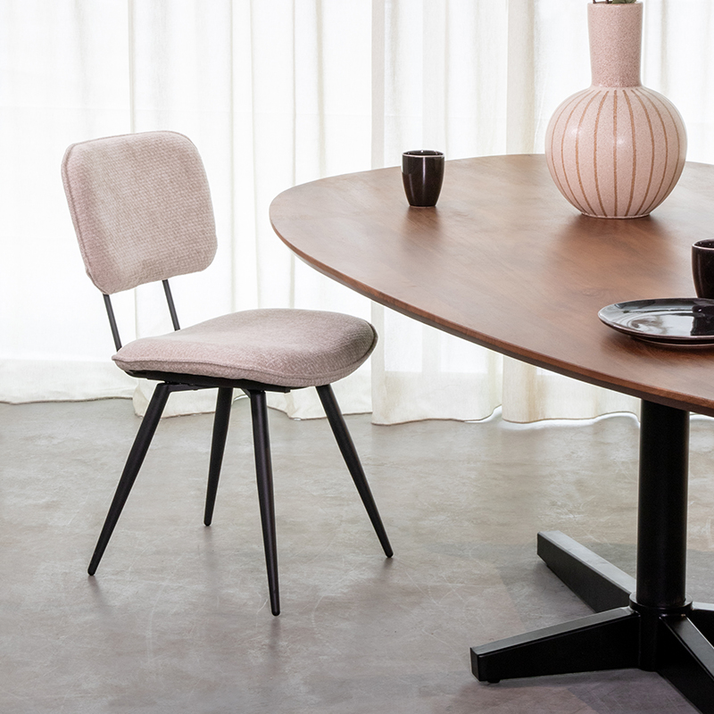 Eetkamerstoel Liva - Naturel - Elite - Zwart Metalen Frame