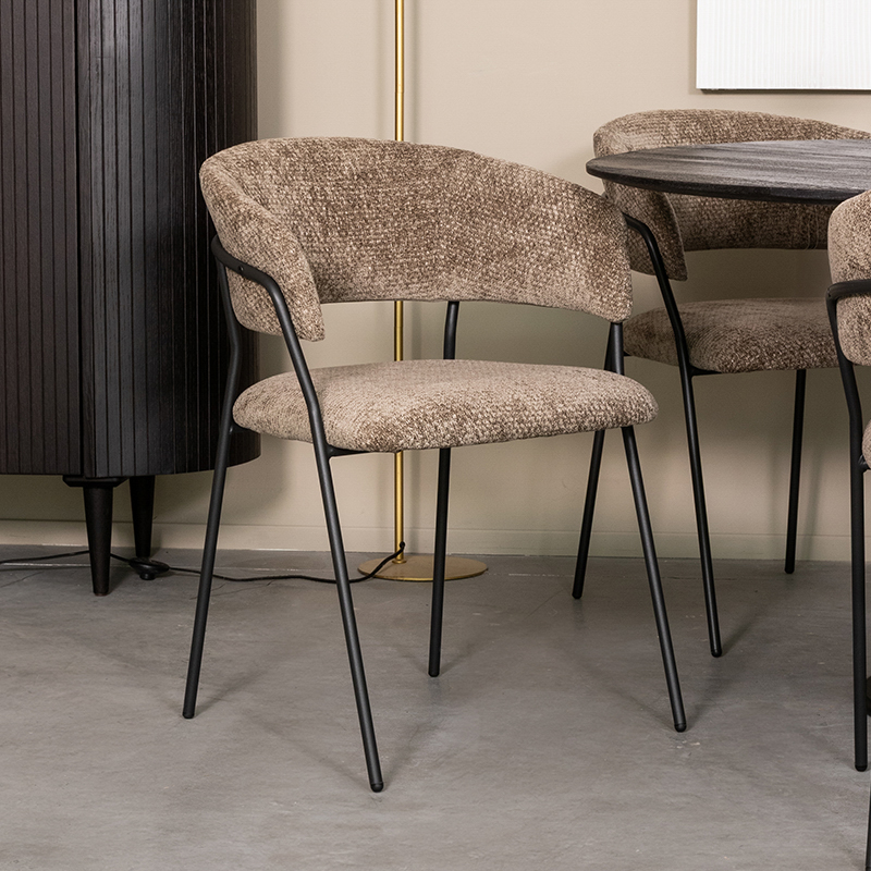 Eetkamerstoel Luuk - Hunter - Elite - Zwart Metalen Frame