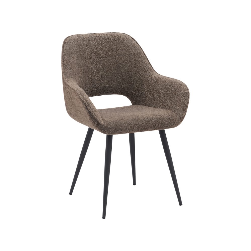 Eetkamerstoel Fer - Bruin - Boucle - Zwart Metalen Frame