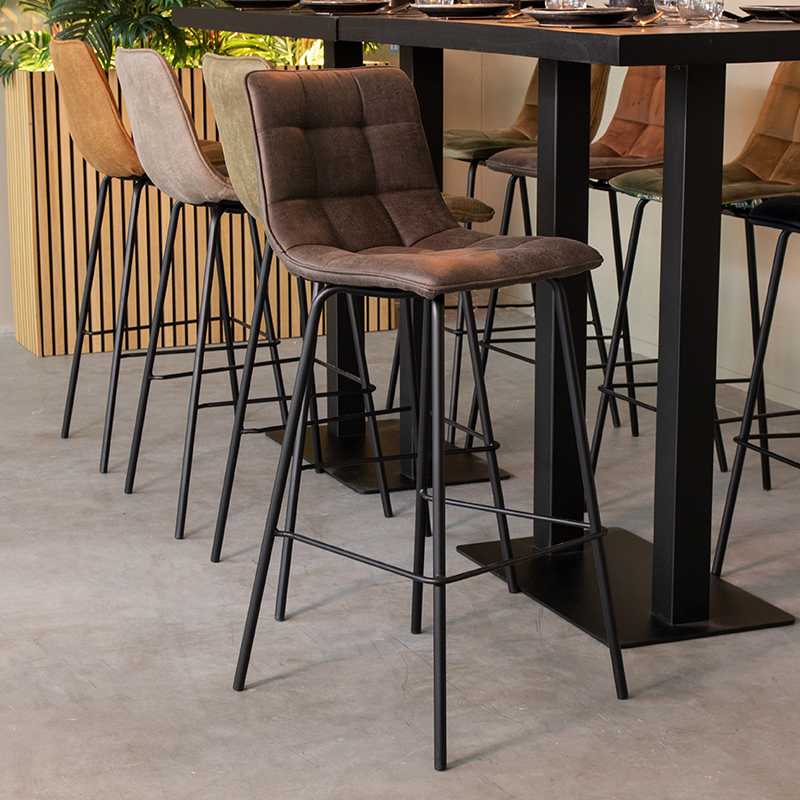 Barkruk Bistro - Antraciet - Micro Suede - Hoog