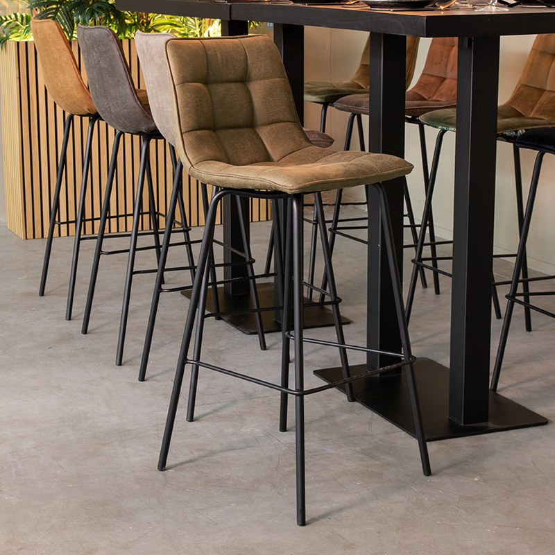 Barkruk Bistro - Moss - Micro Suede - Hoog