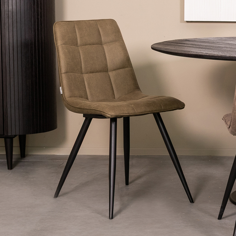 Eetkamerstoel Bistro - Moss - Micro Suede - Zwart Metalen Frame