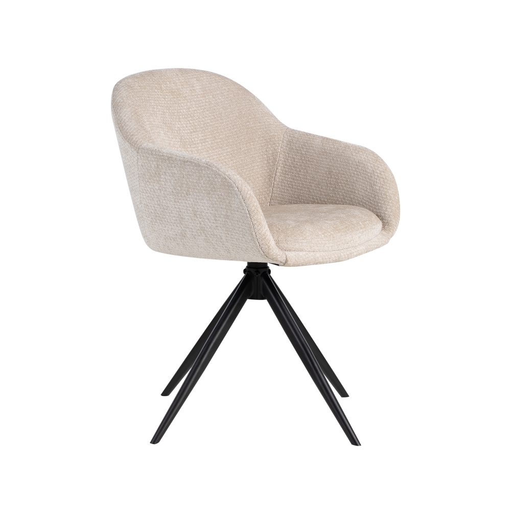 Eetkamerstoel Fiby - Naturel - Elite - Zwart Metalen Frame