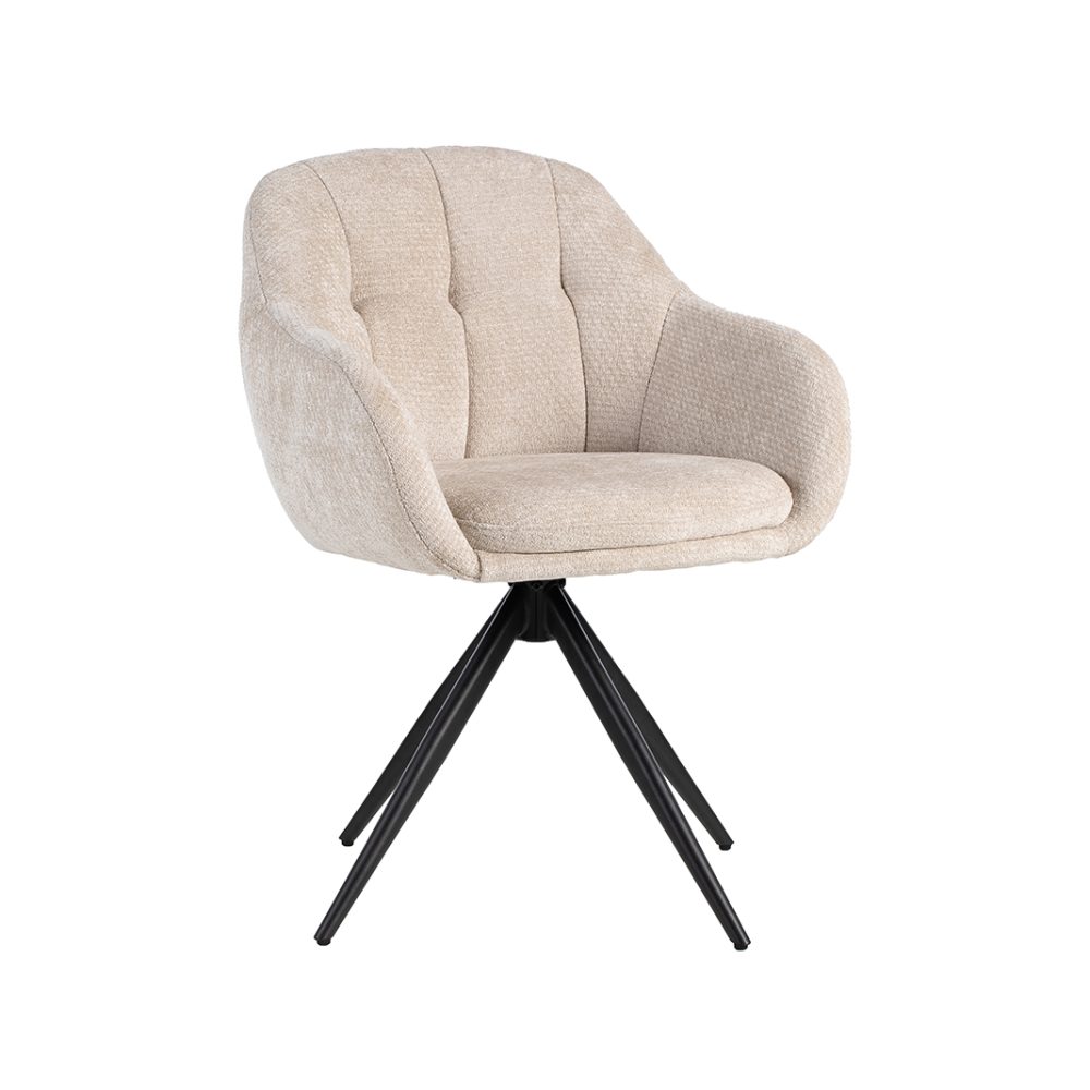 Eetkamerstoel Esma - Naturel - Elite - Zwart Metalen Frame