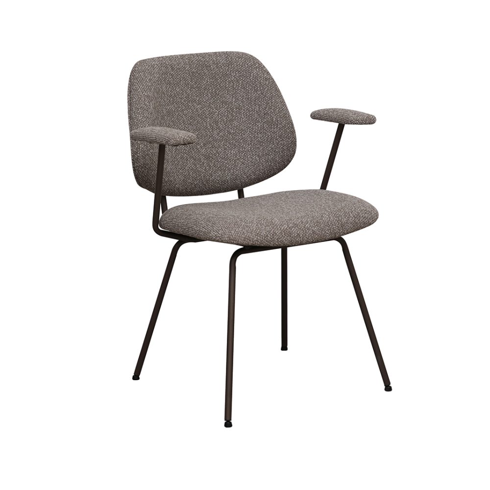 Eetkamerstoel Loreto - Mushroom - Royal Boucle - Brons Metalen Frame