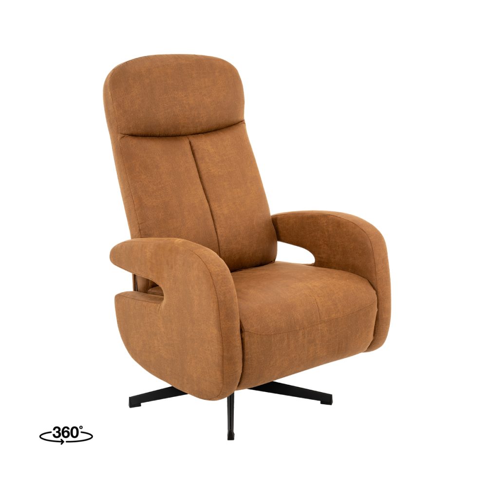 Fauteuil Esbjerg - Cognac - Micro Suede - Manueel Verstelbaar
