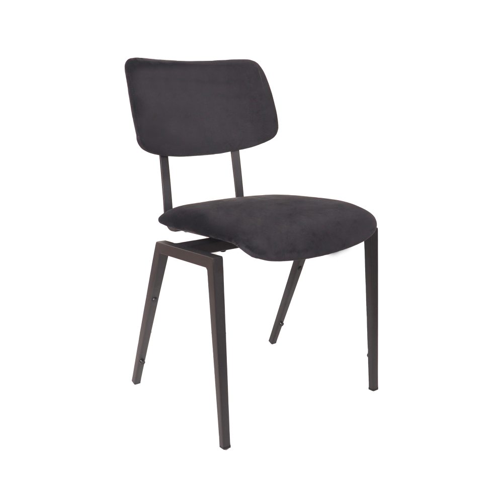Eetkamerstoel Stapelbaar - Taupe - Fluweel - Zwart Metalen Frame