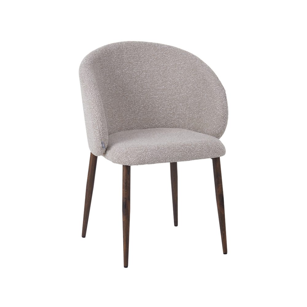 Eetkamerstoel Yuki - Naturel - Royal Boucle - Walnoot Houten Frame