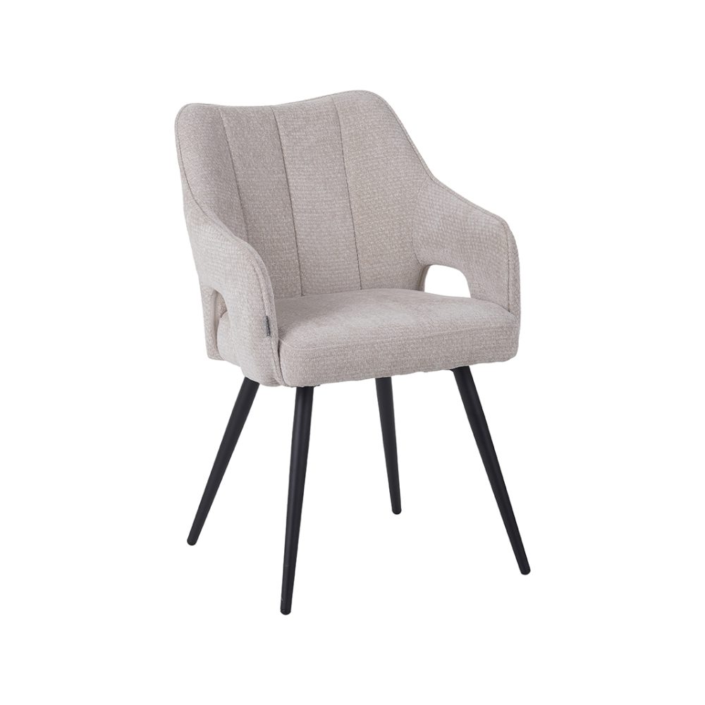 Eetkamerstoel Stan - Naturel - Elite - Zwart Metalen Frame