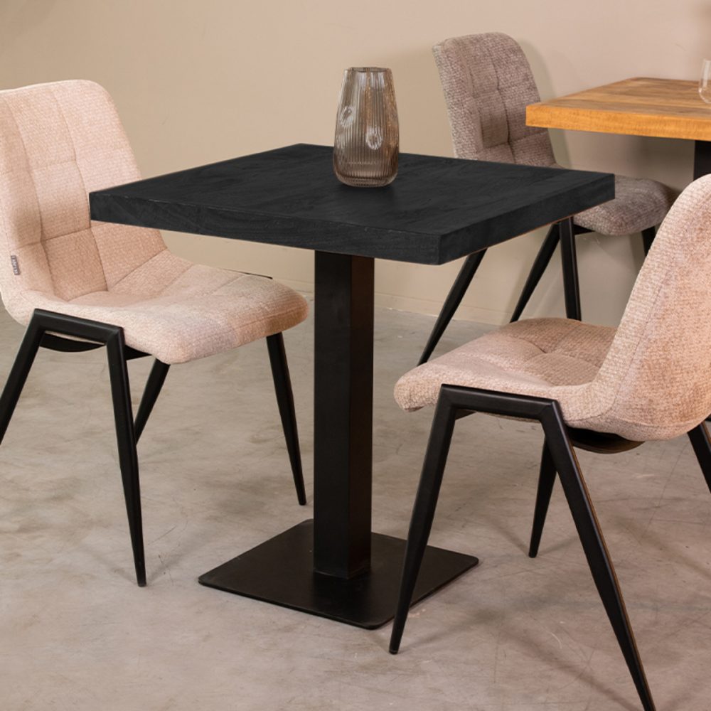Eetkamerstoel Tafelblad Straight Edge - Zwart - Mangohout - 70 cm Straight