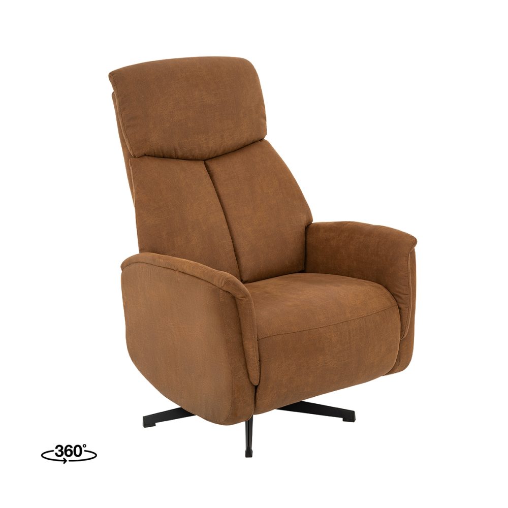 Fauteuil Aarhus - Cognac - Micro Suede - 2-Motorig