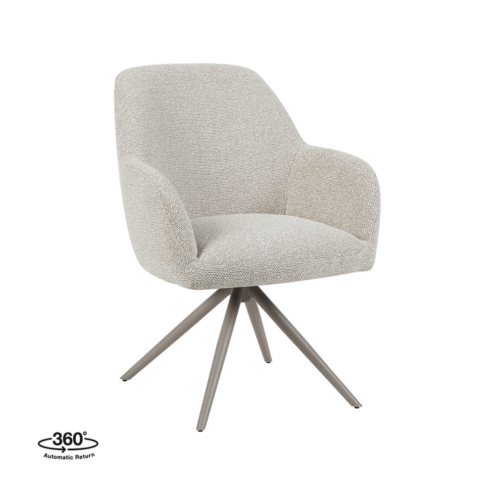 Eetkamerstoel Sayuri - Naturel - Royal Boucle - Taupe Metalen Frame