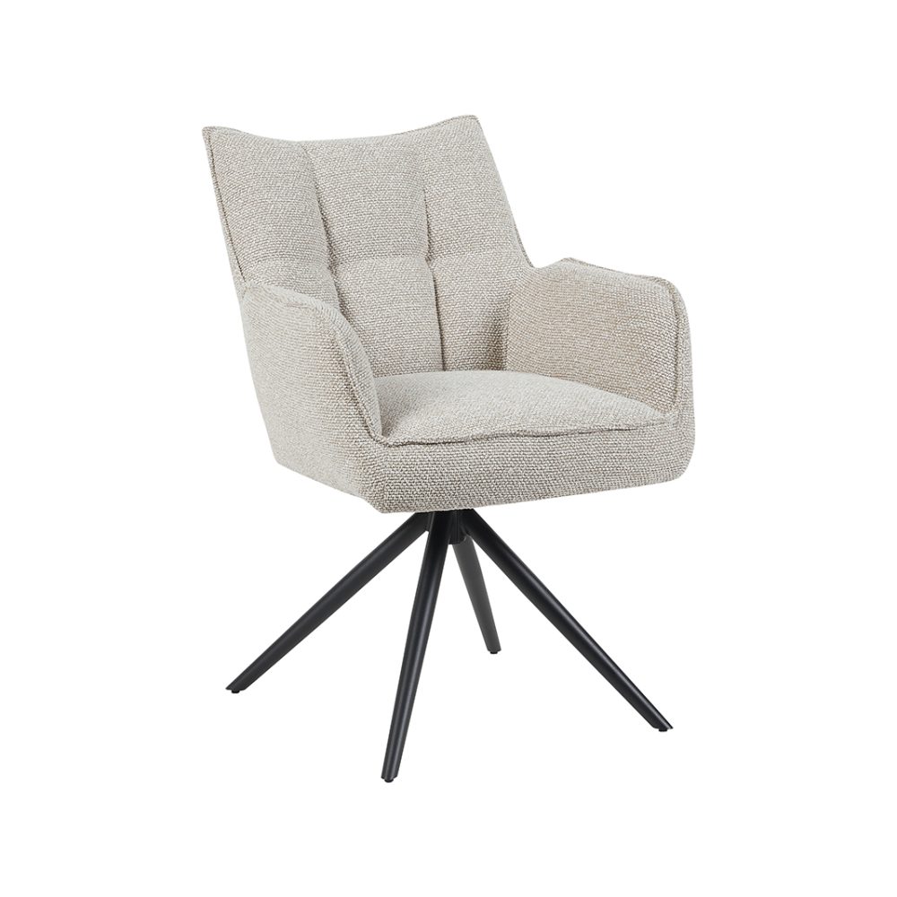 Eetkamerstoel Amalfi - Naturel - Royal Boucle - Zwart Metalen Frame