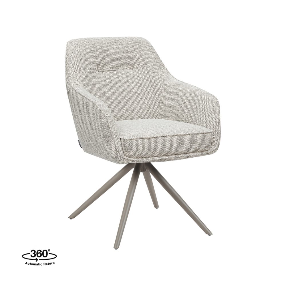 Eetkamerstoel Akira - Naturel - Royal Boucle - Taupe Metalen Frame
