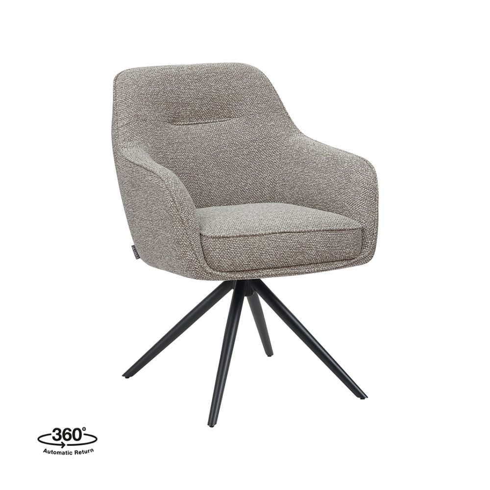 Eetkamerstoel Akira - Mushroom - Royal Boucle - Zwart Metalen Frame