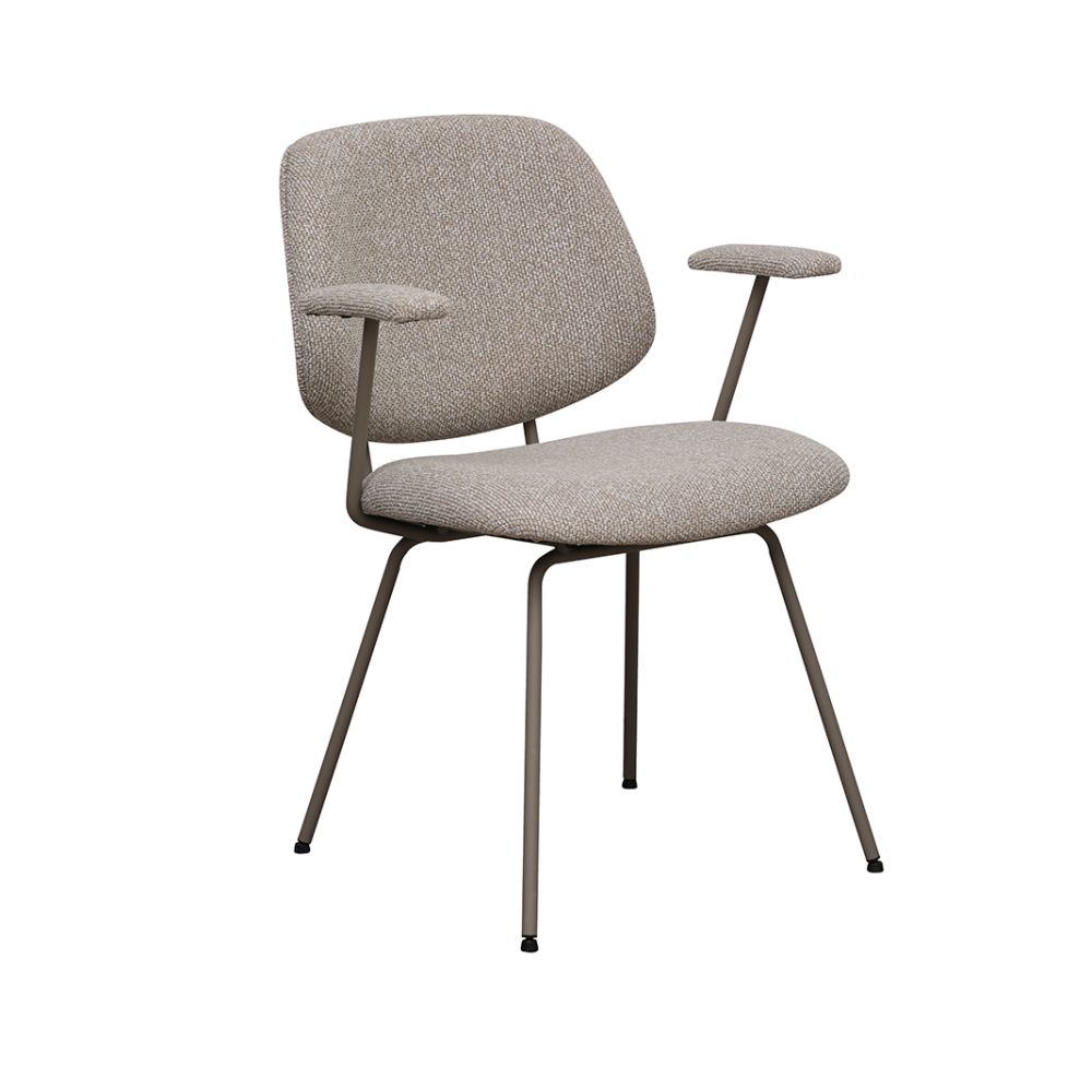 Eetkamerstoel Loreto - Naturel - Royal Boucle - Taupe Metalen Frame