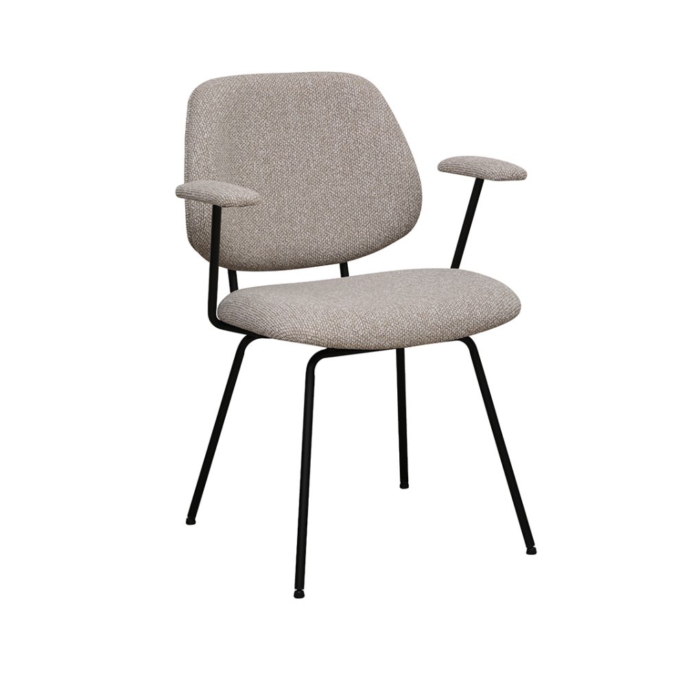 Eetkamerstoel Loreto - Naturel - Royal Boucle - Zwart Metalen Frame